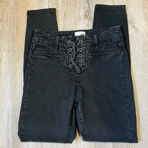 Amuse Society Lace-Up Black Skinny Pants Jeans size 26 Goth Emo Scene